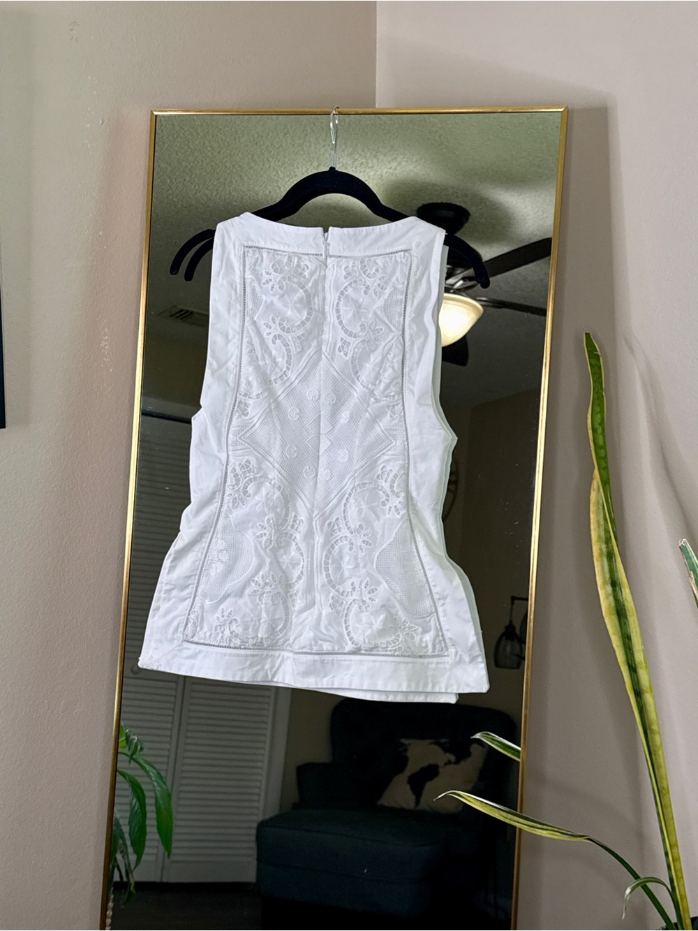 House of CB VALENCIA White Cotton Placement Lace Broderie Anglais Boat Neck Top - Picture 14 of 14